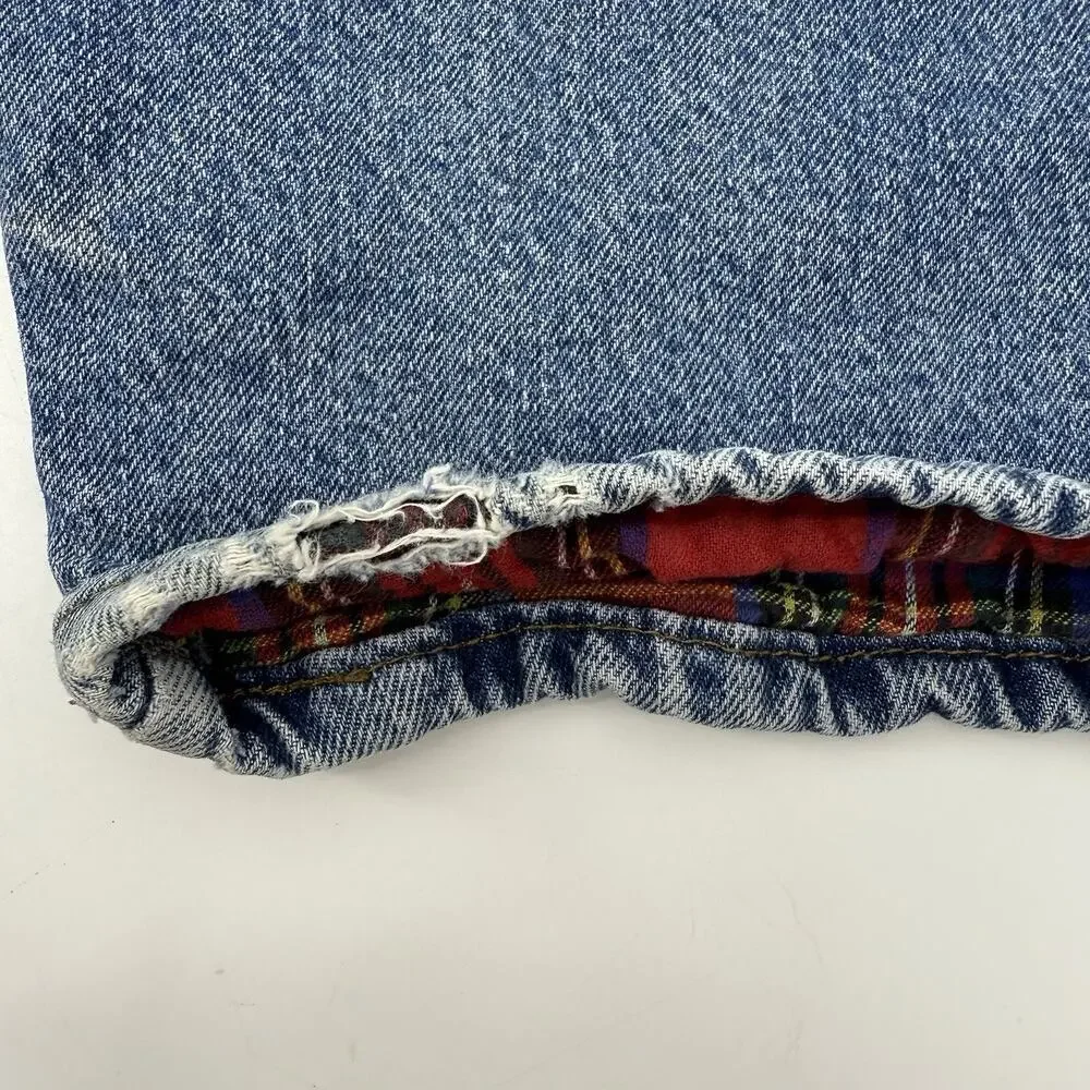 Vtg LL Bean Flannel Lined Jeans 38x30 Blue Denim‎ Winter Work Outdoor Cabin Warm